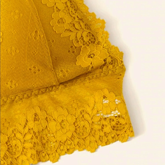 PLUS SIZE MUSTARD YELLOW FLORAL LACE LATTICE BRALE - Picture 3 of 7